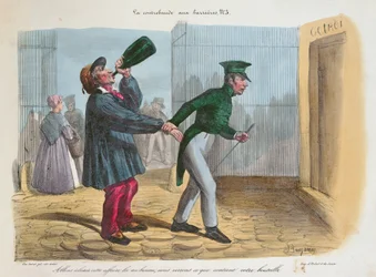 Discovery of Contraband at the Customs Barrier at the entry to Paris, c.1840